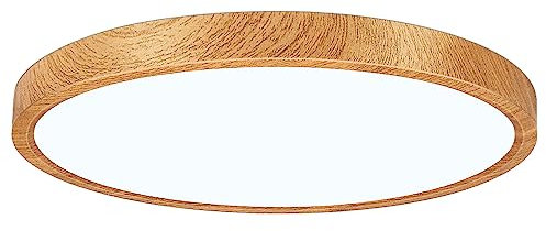 12in/30cm 24W Wood Grain LED Flush Mount Ceiling Light Fixture, 2800K Warm White, 3200LM, Round Ceiling Lighting, 240W Equivalent Ceiling Lamp for Closets, Kitchens, Stairwells, Bedrooms, etc.