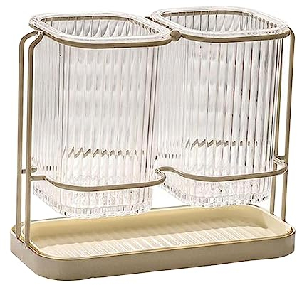 JISADER Egouttoir à Couverts,Porte-Ustensiles de Cuisine,Organisateur d'Ustensiles de Cuisine,Pot à Ustensiles Mural pour Restaurant Comptoir Couverts,19.5x8.5x16cm,sans Perçage,Facile à Sécher