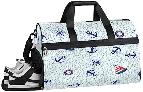 Rose Print Turnbeutel, Sport Turnbeutel mit Nassfach & Schuhfach, Turnbeutel für Damen, Turnbeutel für Herren, Workout Tasche, Sporttasche, Weekender Bag mit Schuhfach, Segelboot Anker Rettungsring,
