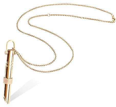 Stress Relief Mindful Necklace, Mindful Anapana Breathing Necklace Stress Anxiety Whistle Necklace for Anxiety Relief Necklace Breathing Exercises Necklace Meditation, Christmas Valentine Gift (Gold)