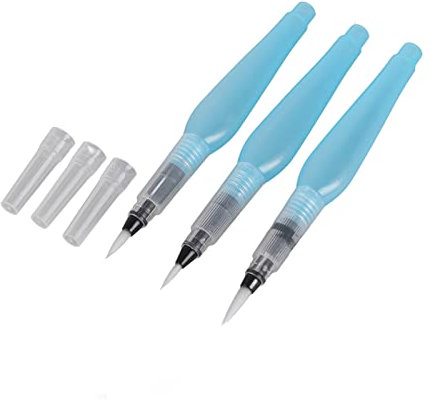 Pinceau à Eau Kuretake Pinceau à Eau pour Peinture à L'Aquarelle 13 × 5 × 4 3 Pcs Rechargeable Pinceau à Eau Stylo Art Artisanat Outil Aquarelle Peinture Calligraphie Ensemble