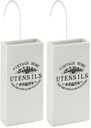 WENKO Keramik Luftbefeuchter Vintage, zum Aufhängen an alle Heizungen, flache Form, Weiß (Packung mit 2)