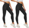AMIYOYO Leggings Damen 2er Pack Sporthose Fahrradhose High Waist Leggins Blickdicht Elastische Weiche Bauchweg Hosen für Yoga Fitness Outdoor Freizeit(Schwarz*2,L-XL=DE42-48)