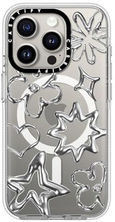 CASETiFY Clear Case for iPhone 15 Pro [Not Yellowing / 6.6ft Drop Protection/Compatible with Magsafe] - Chrome Doodles - Clear