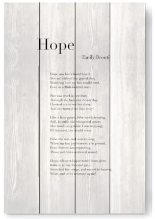 artboxONE Holzbild 60x40 cm Typografie Hope von Emily Brontë von Künstler Cristina Castro Moral