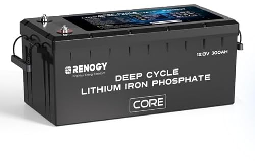 Renogy Batteria al litio 12 V 300 Ah LiFePO4 con auto-riscaldamento, 3840 Wh 300 A BMS 5000 cicli su batteria al litio da 24 V 48 V per impianto solare domestico, cabine motore marine, camper