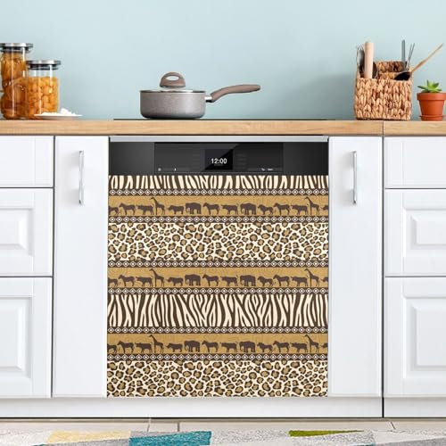 GAIREG Magnetische Abdeckungen für Geschirrspüler, afrikanischer Stil, wilder Kühlschrank-Aufkleber, Abdeckung, Geschirrspülermagnet, 58,4 x 66 cm