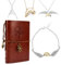 TFYU H.P Zauberbuch Kunstleder Notizbuch Drehender Sanduhr-Charme Halskette Zeitumkehr. Death丨y Armbänder Hallows Golden Snitc. Schmuck Set mit Cartoon-Aufklebern 15 Stück