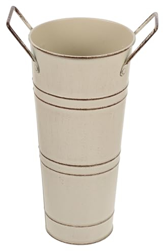 GOOHOCHY Retro Blumenbehälter Aus Metall Mit Griff Vintage Eimer Für Blumenarrangements Für Balkon Terrasse Und Innendekoration Wasserfestes Design Für Hauswärmeparty-Dekoration