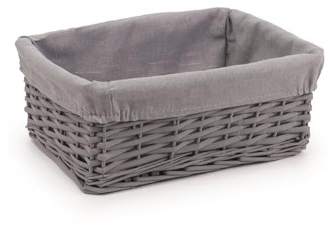 Woodluv Woven Wicker Storage Baskets - Grey, Medium