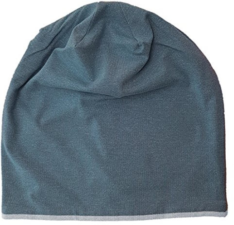 Jersey Beanie leichte Mütze aus Baumwolle Stretchmaterial Heather Royal/Grau XL/XXL