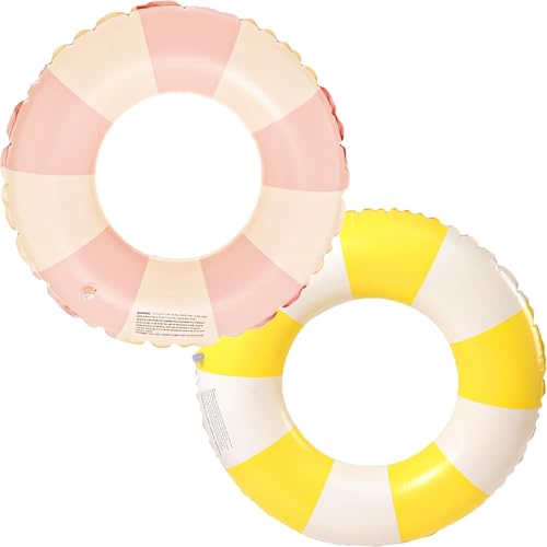Schwimming Ring Erwachsene, Luftmatratze Schwimmreifen Aufblasbar, Aufblasbare Schwimmbecken Schwimmer, Schwimmring Röhre Für Sommerpool Party (rosa+ gelb)