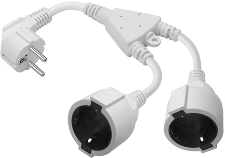 CERRXIAN 1 Fuß EU Europa Schuko UPS PDU Y Splitter Netzkabel, IEC 320 CEE 7/7 Stecker auf 2X CEE 7/3 Europa Schuko Buchse Adapter Verlängerungskabel (Weiß-L)