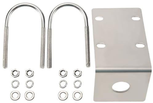 Mircube Stainless Steel Antenna Mount Bracket with U Style Bolts for Ham UHF VHF CB Cellular Trucker Antenna Use Accepted
