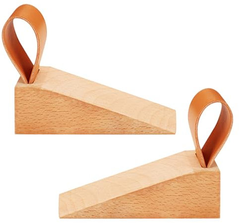 2 Stück Anti-Rutsch-Türstopper aus Holz – robuste Türkeile aus Buche mit Gummiunterseite – geeignet für alle Türtypen und Oberflächen – mit Gummi