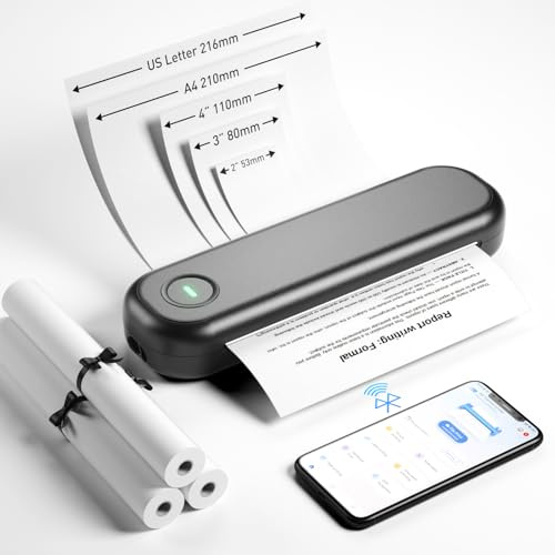 Bisofice L86 Imprimante mobile A4 300 dpi pour les déplacements Imprimante thermique A4 Imprimante portable Bluetooth Imprimante portable Bluetooth Prise en charge du papier thermique A4 2''/3''/4''/8