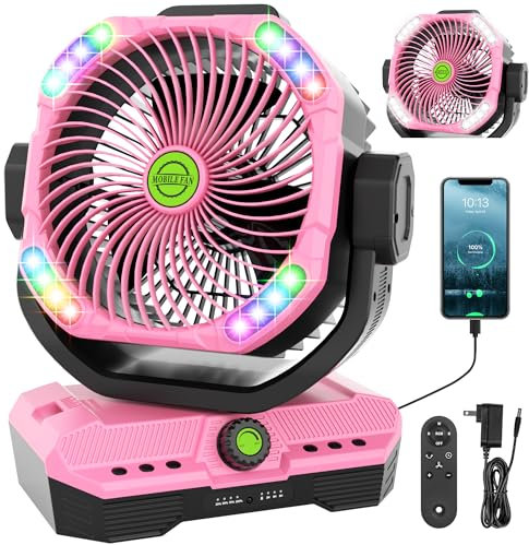 TDLOL 45000mAh Rechargeable fan for Bedroom, Battery Powered Oscillating Fan with Remote, Large Powerful Airflow Battery Operated Fans Portable Quiet Outdoor Table Cordless Fan Christmas Decorations
