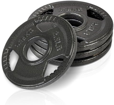 wuuhoo® Gusseisen Hantelscheiben Troy 30mm Bohrung, Langhantelgewichte 2er Set, Gewichte für 1 Zoll Hantelstangen, Hantelscheibe beschichtet (a) 4 x 1,25kg
