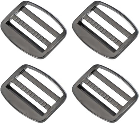 PATIKIL Ladder Lock Buckle Slider 38mm, 4 Pack Zinc Alloy Adjustable Webbing Strap Release Buckles Belt Tri-Glide for Backpack Sewing DIY, Black-Gray