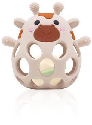 MuyPetit Jirafa Sonajero y Mordedor bebé, Libre de BPA y tóxicos (Beige)