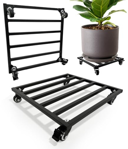 Nordswal Organizador para plantas con ruedas, patas cuadradas de metal de 35 cm con ruedas giratorias bloqueables, base resistente para plantas o macetas grandes para interiores y exteriores, paquete