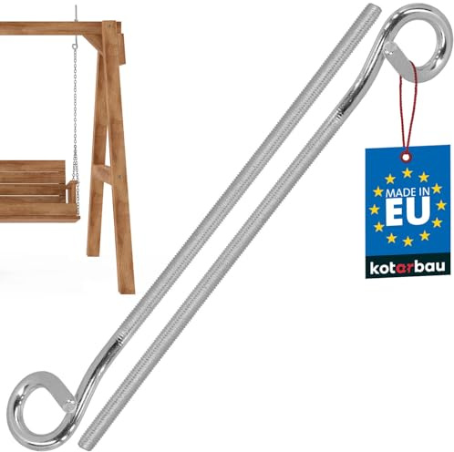 KOTARBAU® 2er Set Schaukelhaken - Schraubhaken - M10 300 mm - Verzinkter Stahl - Deckenhaken - Haken zum Schrauben - Schwerlasthaken - Schaukel Haken
