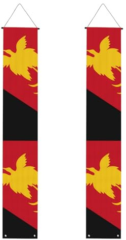 Flagge von Papua-Neuguinea, Willkommensbanner zum Aufhängen, vertikale Flaggen, Party-Veranda-Schild, für Innen- und Außenbereich, 180 x 30 cm