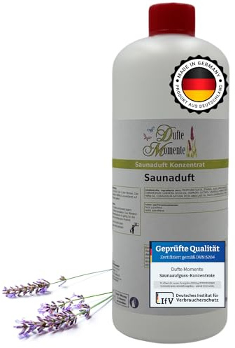 Dufte Momente Saunaaufguss-Konzentrat Lavendel – 1 Liter – entspannend & beruhigend – konzentriert & ergiebig – zertifizierte Profi-Qualität – vegan & Made in Germany