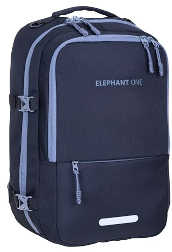 Elephant Fly Reiserucksack Handgepäck 33L ECO Schwarz Grau M 13132 +g | Flugzeug Bus Reiserucksack Anti-Theft Tasche Damen Herren + Koffergurt