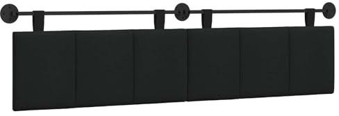 vidaXL Hängendes Kopfteil Schwarz Stoff, Wanddeko fürs Schlafzimmer: modernes hängendes Kopfteil, gepolsterte platzsparende Platte, verstellbares minimalistisches Design