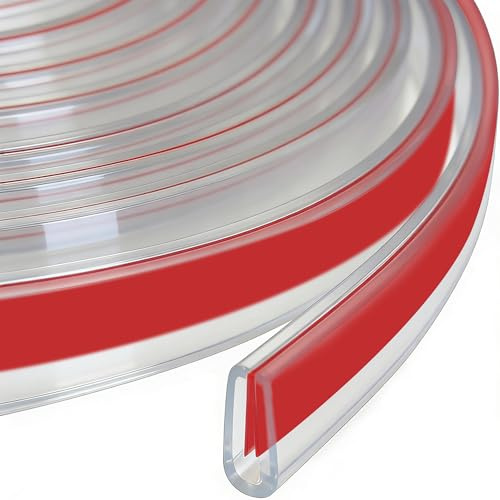 Rusoz Gummi Kantenschutz U Profil Kunststoff, Passform 7-9 mm Kantenschutz für Bleche Flexibler Selbstklebender Autotür Kantenschutz(Transparent, 3m)