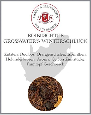Lerbs & Hagedorn, Rooibostee Grossvaters Winterschluck | Rumtopf 2kg Ca. (162 Liter) Rooibos, Zimtstücke, Orangenschalen, Korinthen