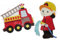 Aufnäher Feuerwehrauto und Feuerwehrmann im Set für Kinder gestickt Handmade amelieswelt Applikation Aufbügler Bügelbild Flicken Patch
