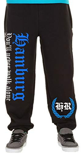 Hamburg Never Walk Alone Männer und Herren Jogginghose | Fussball Ultras Fan | M2 (XXL, Schwarz)