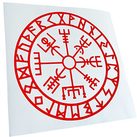 Kiwistar - Autoaufkleber - Wikingerkompass Runen - rot - 10x10cm - Heckscheibe Auto Aufkleber wetterfest für Kfz LKW Mofa Truck - Sticker außen selbstklebend Tuning Zubehör für Fenster Fahrzeug