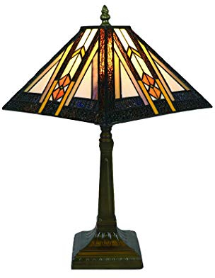 Tokira Vintage Tiffany Tischlampen 10 Zoll, Tiffany Tischlampe Antik Original, Glasmalerei Lampen Handgefertigt Schlafzimmer Nacht Lampenschirme Wohnzimmer [Ohne Glühbirnen]