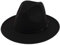 Lanzom Damen Klassische breite Krempe Floppy Panama Hut Gürtel Schnalle Wolle Fedora Hut, A-Schwarz, Einheitsgröße