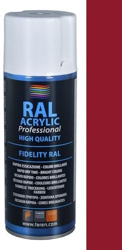 FAREN RAL ACRYLIC, Vernice spray Acrilica 100%, Smalto FIDELITY RAL, Colori Brillanti a Rapida Essiccazione, 400ml (1, RAL 3003 ROSSO RUBINO)