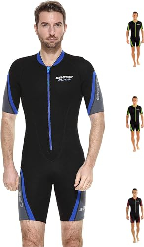 Cressi Playa Man Shorty Wetsuit – Kurzer Neoprenanzug 2.5mm aus Hochelastischem für Herren, Schwarz/Blau, XL