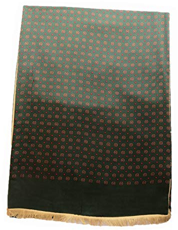 Herren Seidenschals für den Winter Doppelseitiges 100% Seide mit gebürstetem Futter Warm Luxus, Muster: Grün, One size