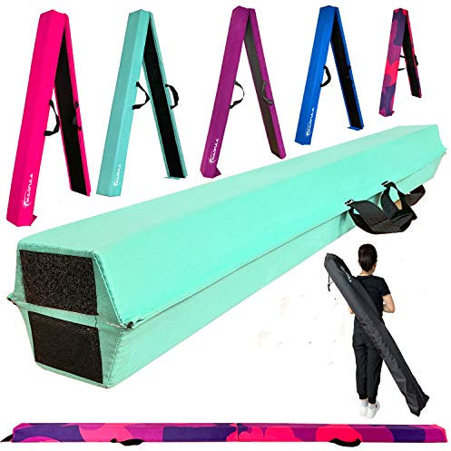 Marfula Schwebebalken, zusammenklappbar, für Gymnastik, Bodenbalken, extra fest, Wildlederbezug, rutschfeste Unterseite, mit Tragetasche für Kinder/Erwachsene