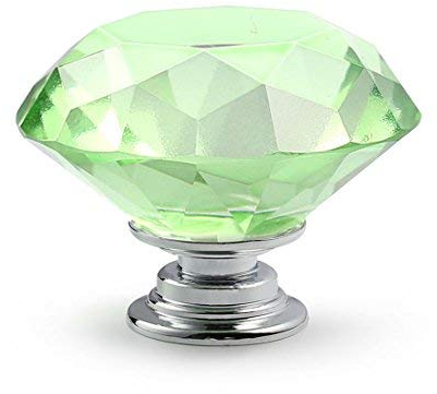 CZC HOME 10pcs 40mm Crystal Glass Door Drawer Knobs Diamond Cut Drawer Handles with 3 Sizes Screws for Cupboard Cabinet Wardrobe Home Decorating, Green