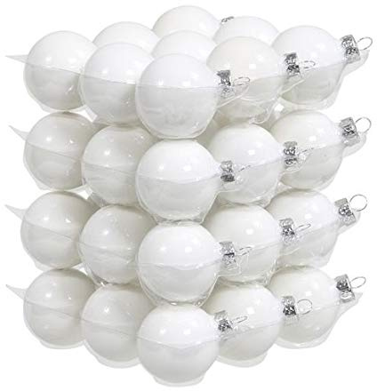 RiloStore 36 STK Glas Weihnachtskugeln Christbaumkugeln weiß Opal Farben 4CM Dekokugeln Glaskugeln Chirstbaumschmuck Christbaumdeko matt glänzend Deko Kugeln