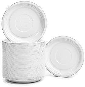 CONTITAL Piatti Monouso Dessert in Alluminio Laccato Bianco - Tondi | Piattini Compleanno, Stoviglie Usa e Getta Economiche, Ideali per Picnic, Barbecue, Feste | 50 Pezzi