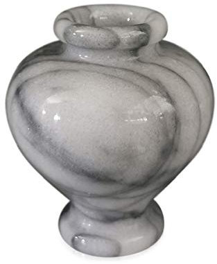 CBAM Vase Tischfigur aus Marmor, Weiß, Italien, Weiß, Marble Table Vase, Höhe 7 cm