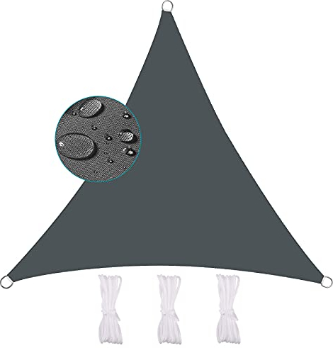 MEEYI Sonnensegel Dreieckig Wasserdicht 6X6X6m Sonnenschutzsegel Balkon 95% Beschattung UV Schutz Wetterschutz Wasserabweisend Windschutz & Tear Resistant Für Garten Terrasse Carport, Dunkelgrau