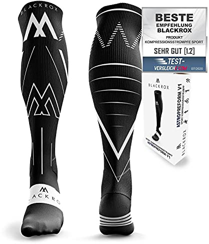 BLACKROX Astropreform SPRINTROX Kompressionsstrümpfe - Sportkompressionsstrumpf für Lauf & Fußball - Unisex, Lang, Ideal für Damen & Herren - Unterstützt Leistung & Erholung - Gr. S-M, Schwarz