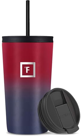 470 ml Insulated Tumbler with Straw Lid - Cold 20hrs & Hot 5hrs Drinks - Double-Walled Stainless Steel Leakproof Travel Mug - Cupholder Friendly Thermal Cup Coffee Flask