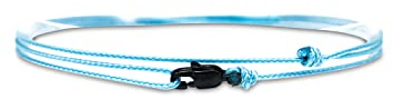 Made by Nami Dünnes Wickel-Armband Herren & Damen mit Karabiner-Haken Verschluss Handmade - Maritimer Surfer Schmuck - Minimalistisches Stoff-Armband - 100% Wasserfest & verstellbar (Hellblau Schwarz)