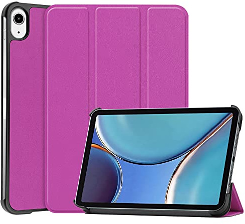 iCatchy Case for iPad mini (A17 Pro, 2024 Model, 7th Generation) / mini 6 (2021 Model, 6th Generation) Leather Wallet Durable Protective Smart Auto Wake/Sleep (Purple)